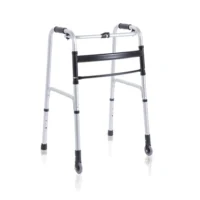 Deambulatore pieghevole in alluminio anodizzato – 2 puntali e 2 ruote fisse Ø 7 cm – Serie Click