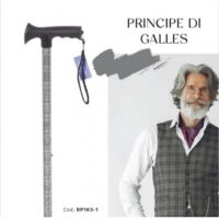 Bastone in alluminio fantasia con manico a T morbido nero – BRIO - Principe di Galles