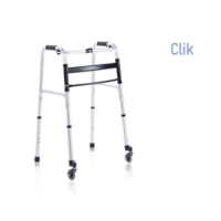 Deambulatori pieghevole in alluminio anodizzato – 2 puntali e 2 ruote piroettanti Ø 7 cm – Serie Click